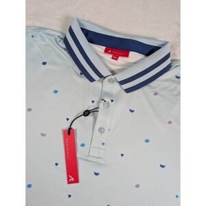 Redvanly Langham Polo Shirt Mens 2XL Light Blue All Over‎ Print Golf NWT